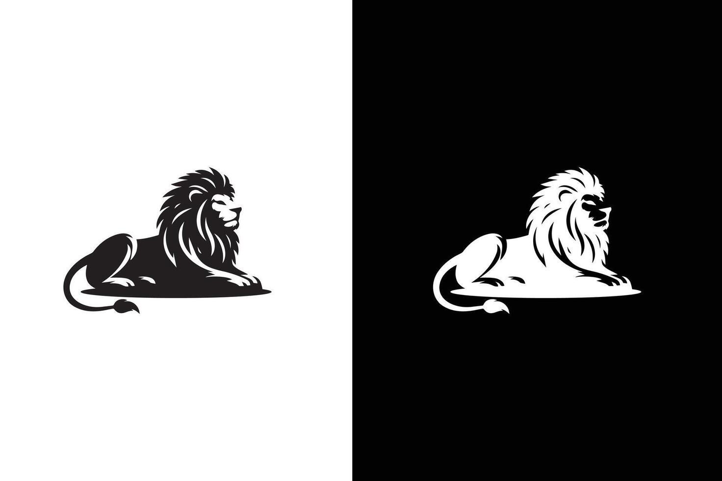 Black and white illustration of a lion. Lion icon design template. vector