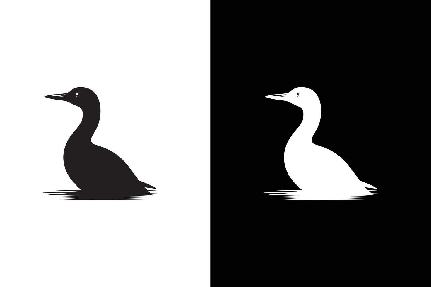 Loon silhouette . Duck loon bird logo design modern illustration black white background vector