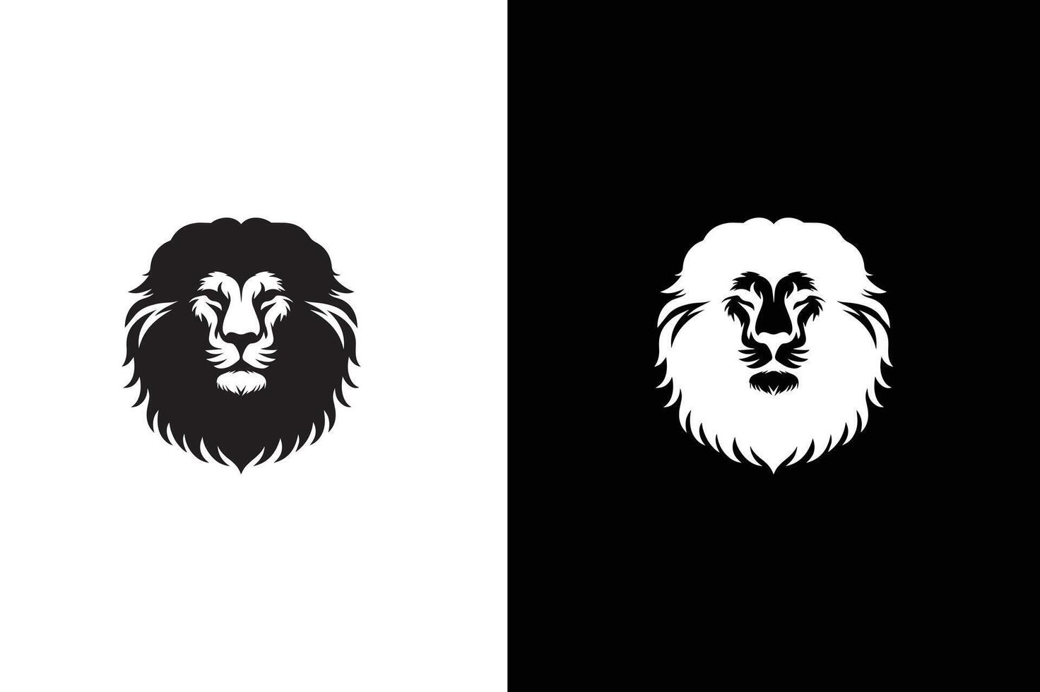 Black and white illustration of a lion. Lion icon design template. vector
