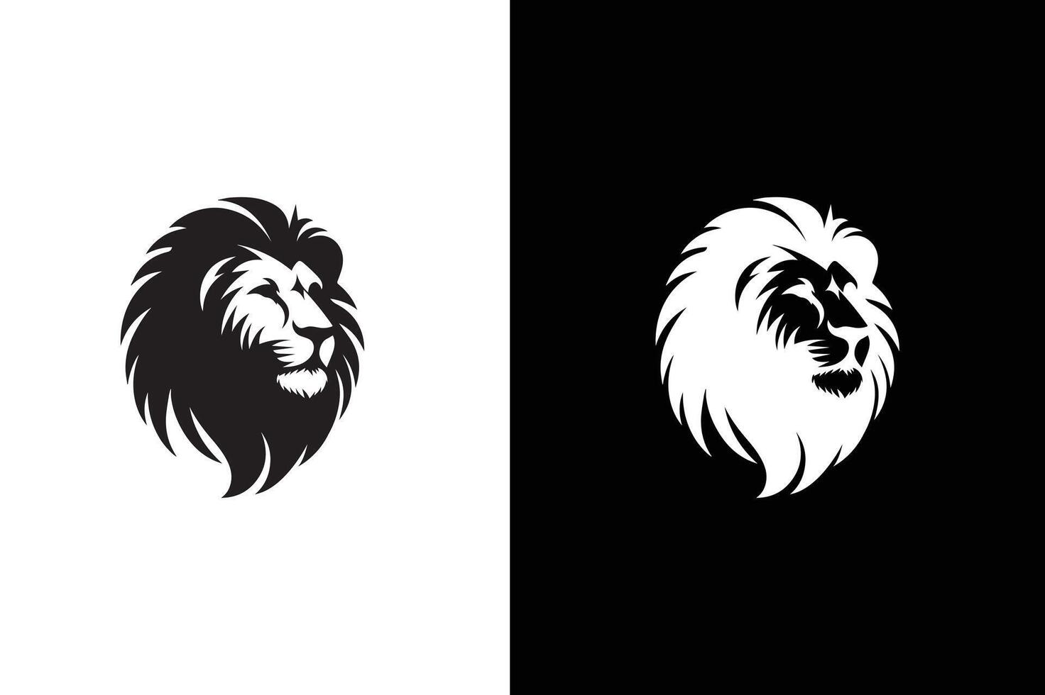 Black and white illustration of a lion. Lion icon design template. vector