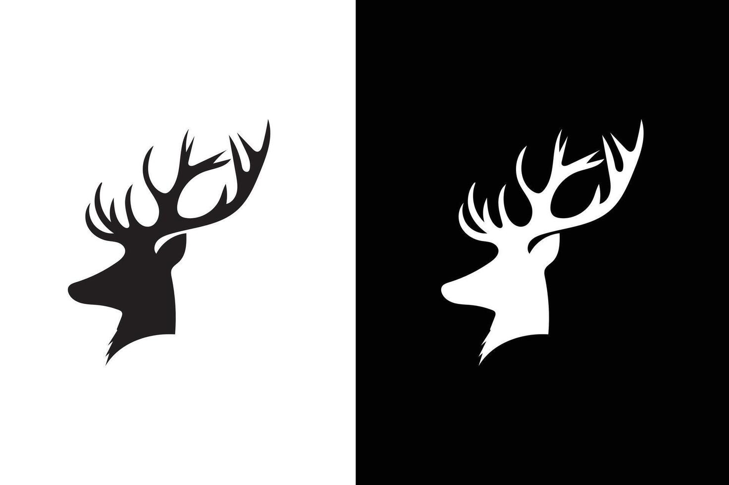 Deer logo illustration. deer silhouette logo template black white background. vector