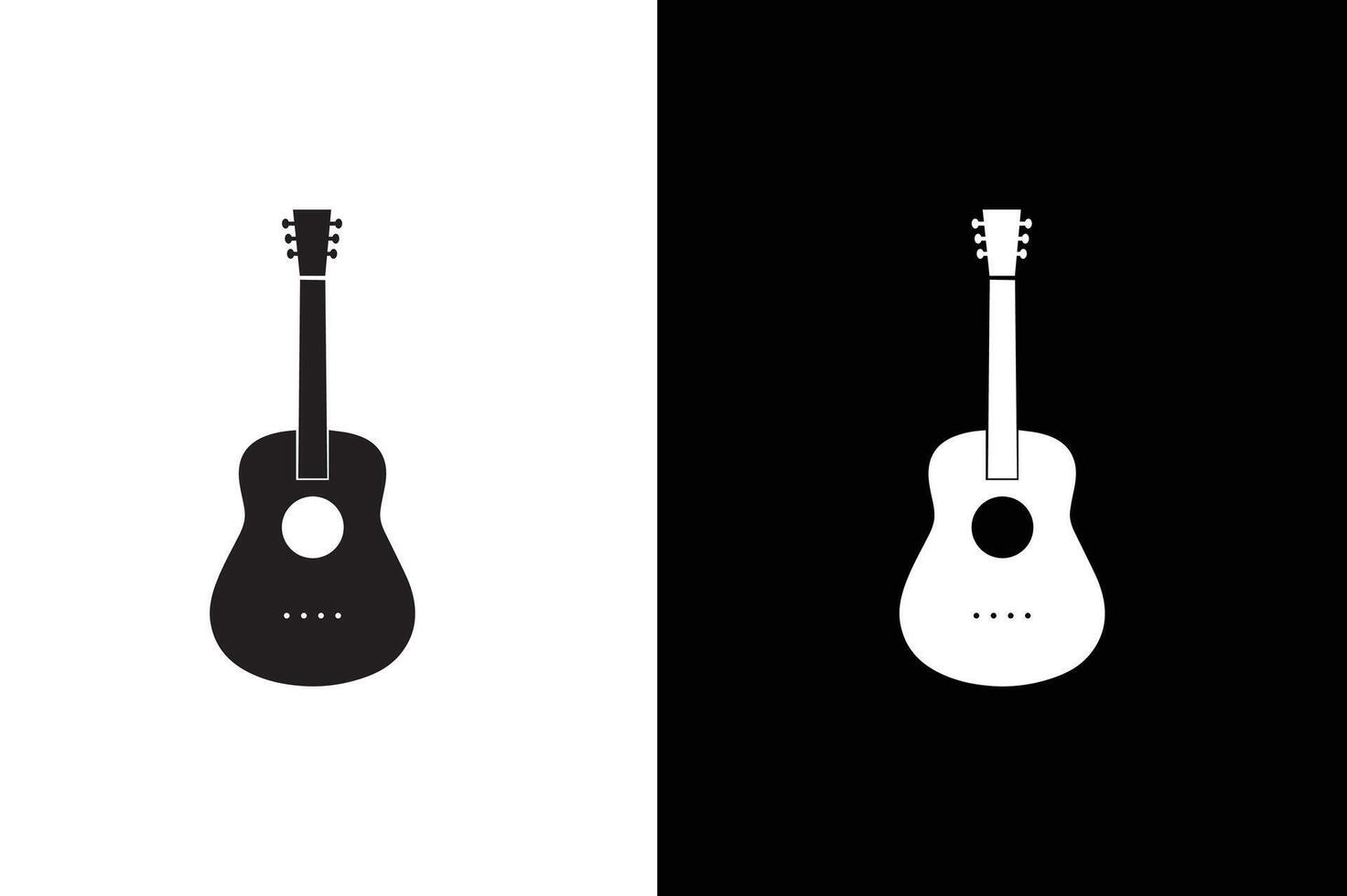 Black white guitar silhouette. guitar on white black background. Symbols of classic electric guitar for a store. vector