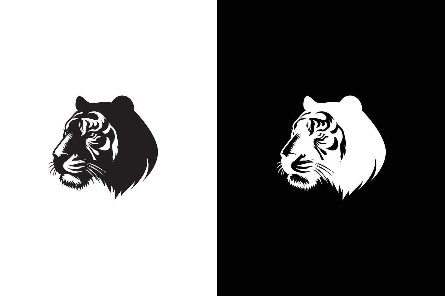 Black white tiger head icon illustration. Tiger abstract logo icon vector