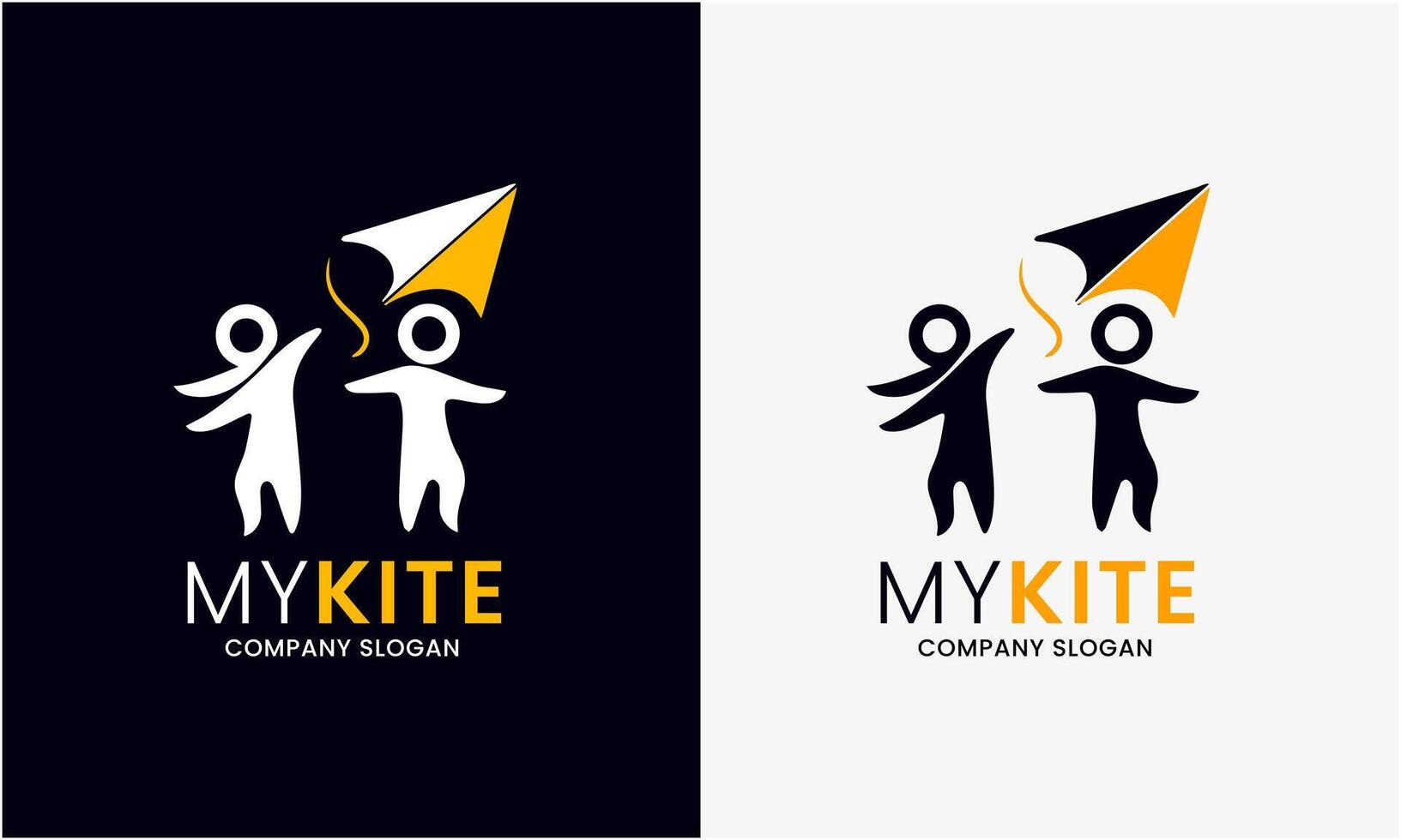 Kite logo icon, baby children kite play, sky hobby kid modern element graphics sample design vector