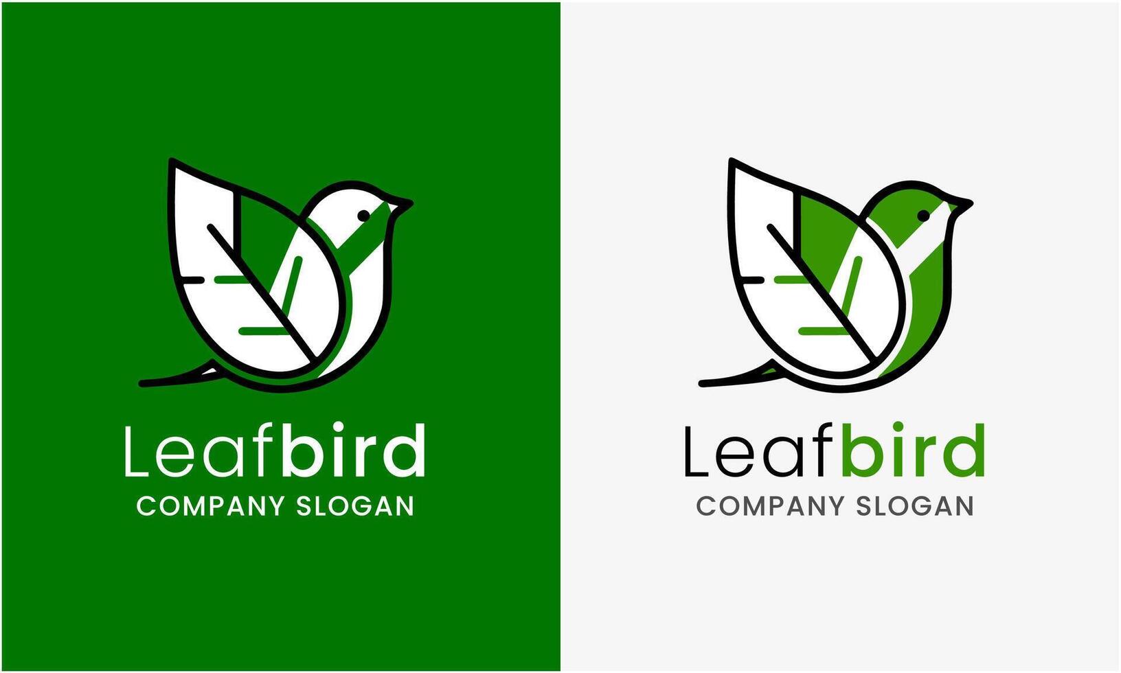 Bird leaf, tree bird, bird icon, leaf icon, minimalist logo design sample greed idea vector