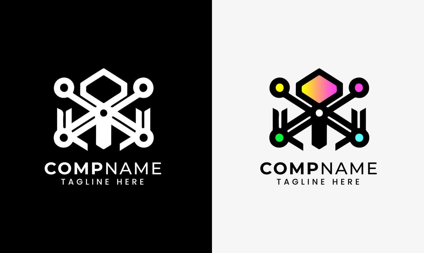 Drone log icon, drone, digital drone technology robot sample design helicopter rocket vector