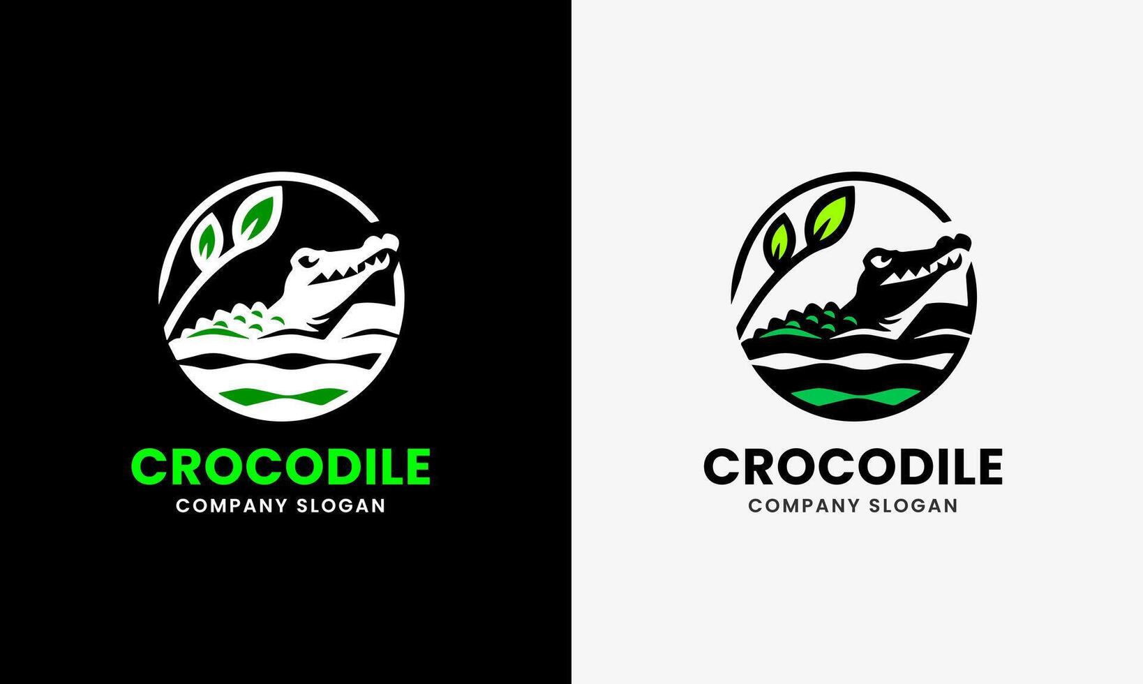 Crocodile logo icon graphic design sample, sea rivers crocodile hunter modern natural symbol vector