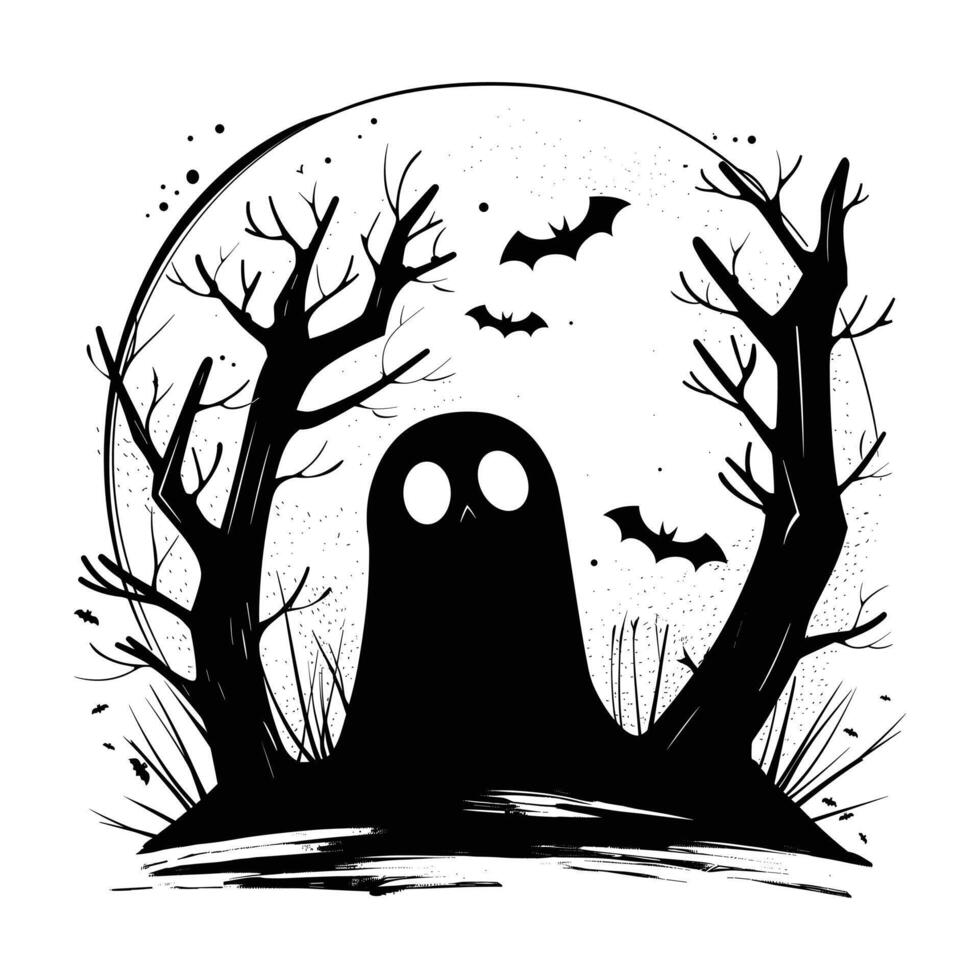 A halloween scenario silhouette vector