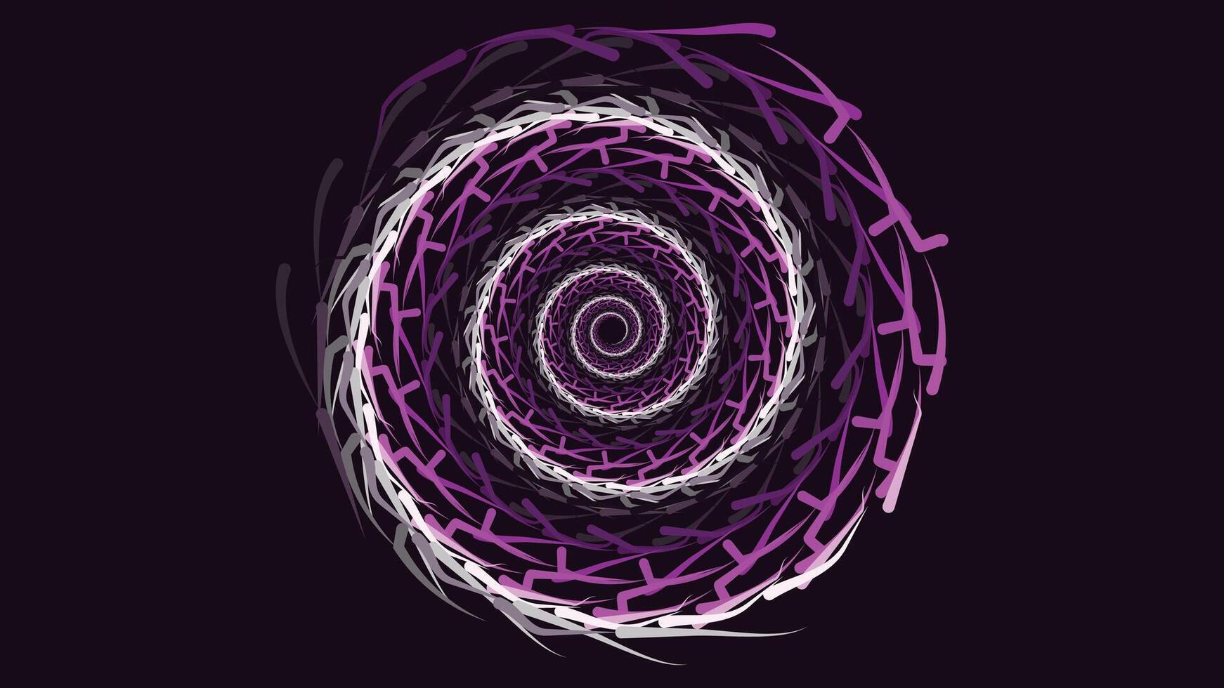 Abstract spiral spinning vortex style urgency background in purple. vector