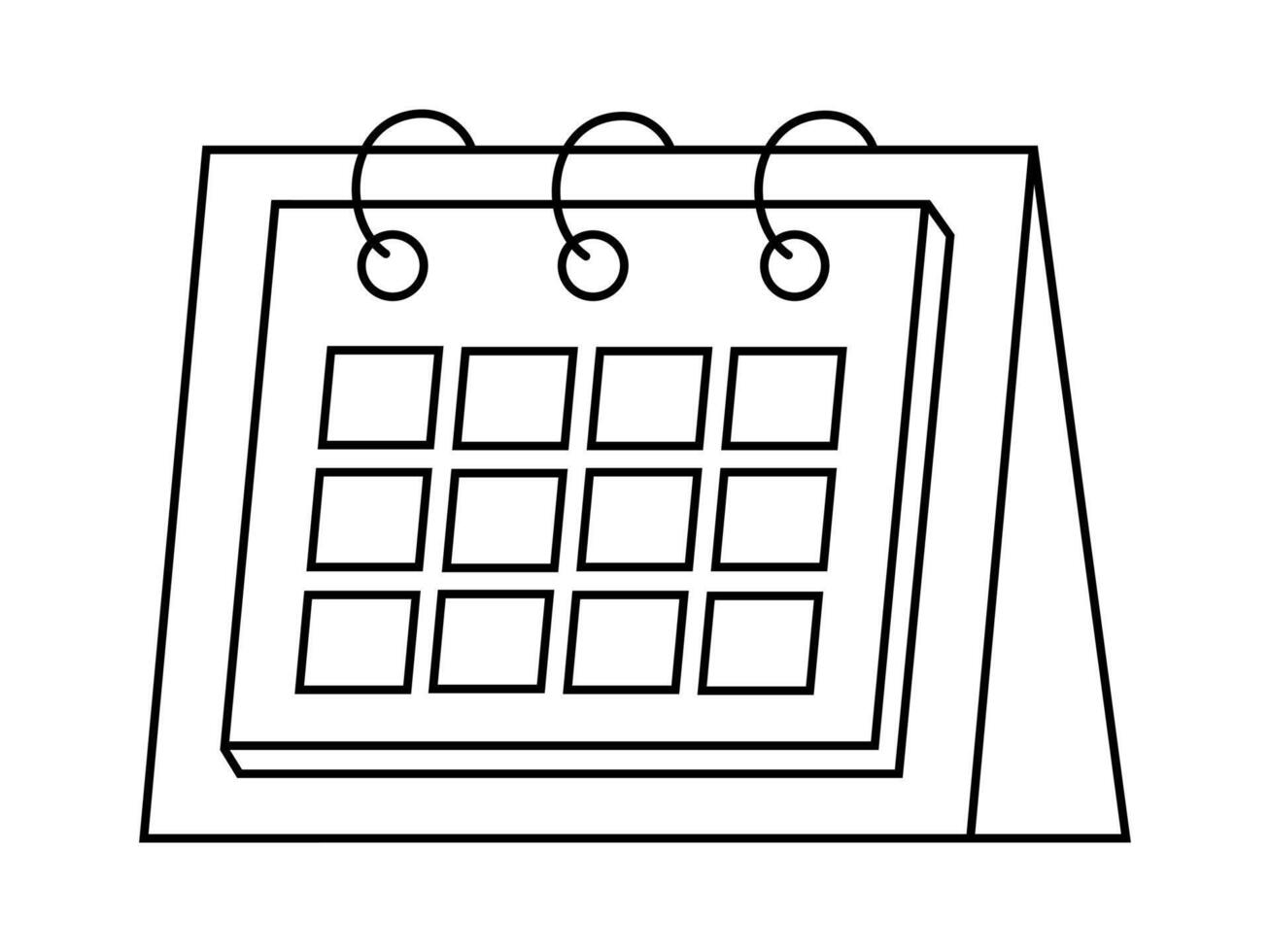 Hand drawn cute outline illustration of calendar with blank page. Flat timetable or schedule page in line art doodle style. Planning or time management icon. Event deadline. Isolated on white. vector
