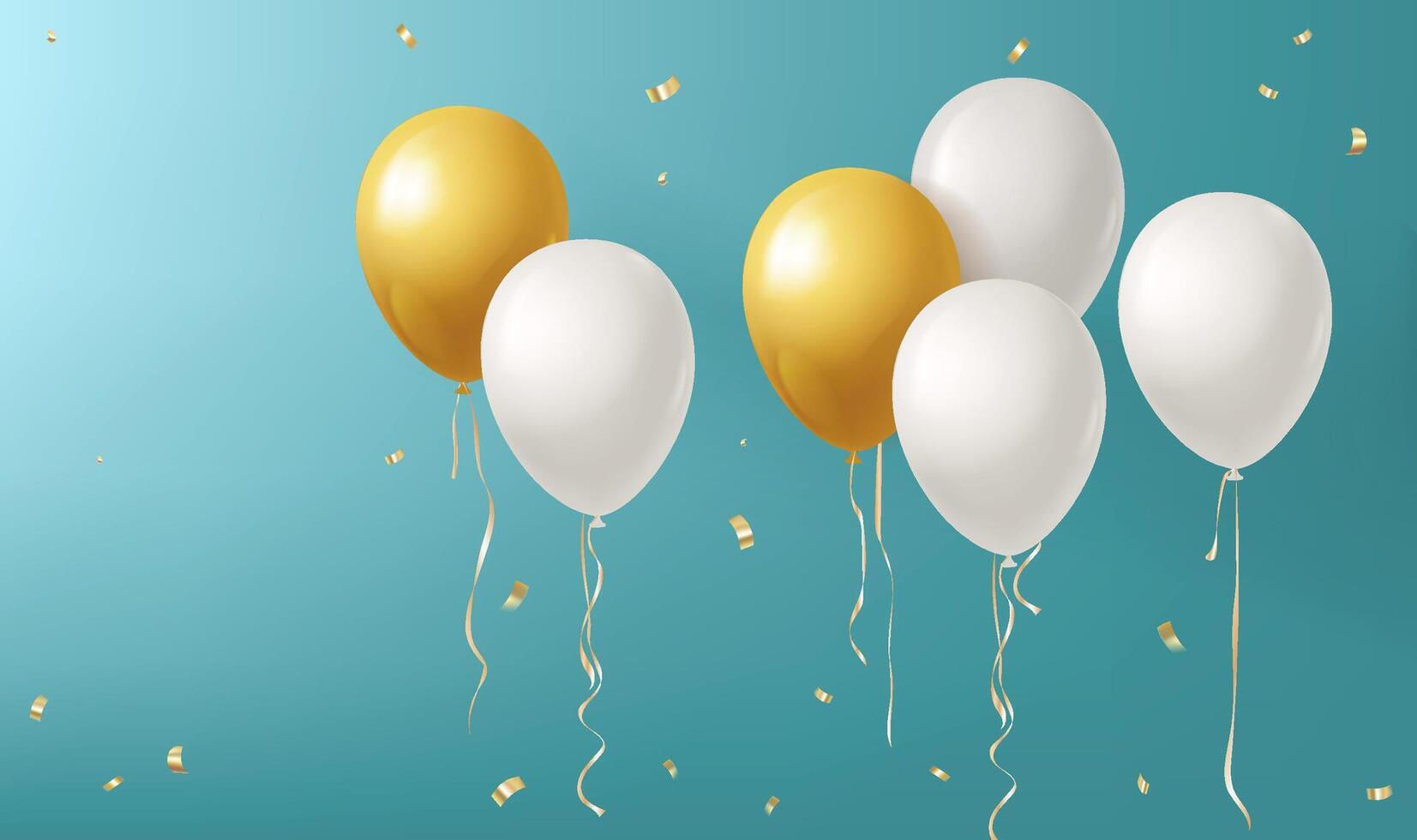 Yellow white festive balloons on a green background vector