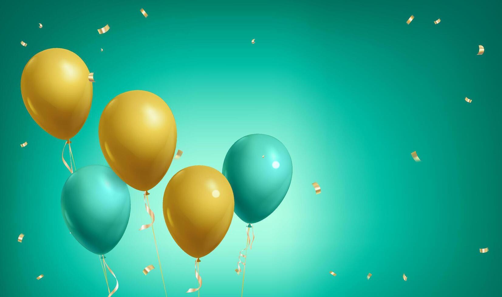 Yellow green holiday celebration balloons on a green background vector