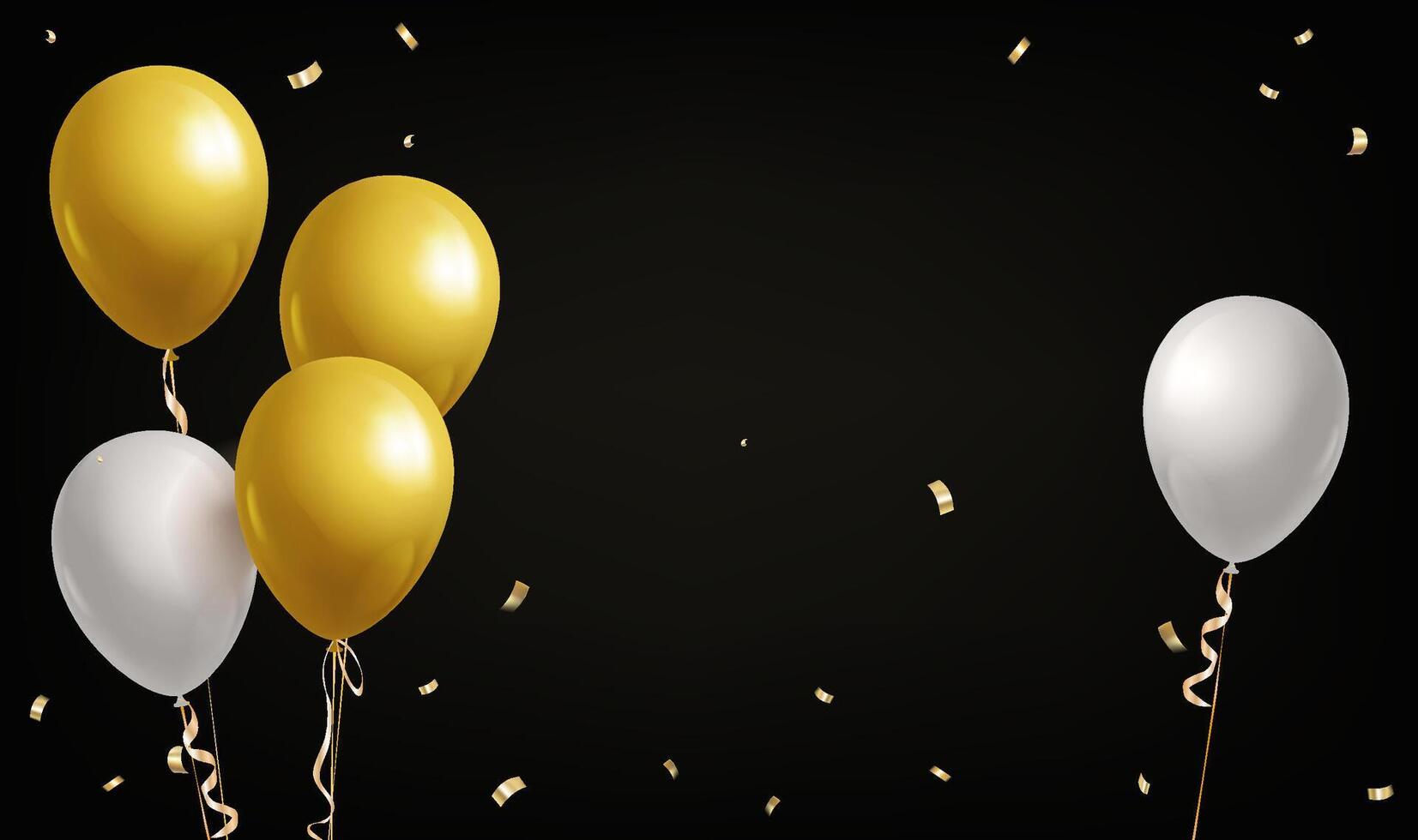 Yellow white holiday celebration balloons on a black background vector