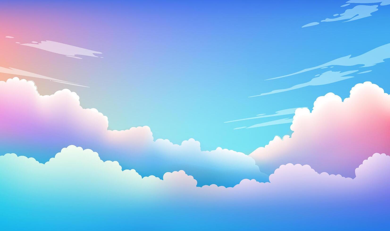 Blue sky with colorful background of clouds vector