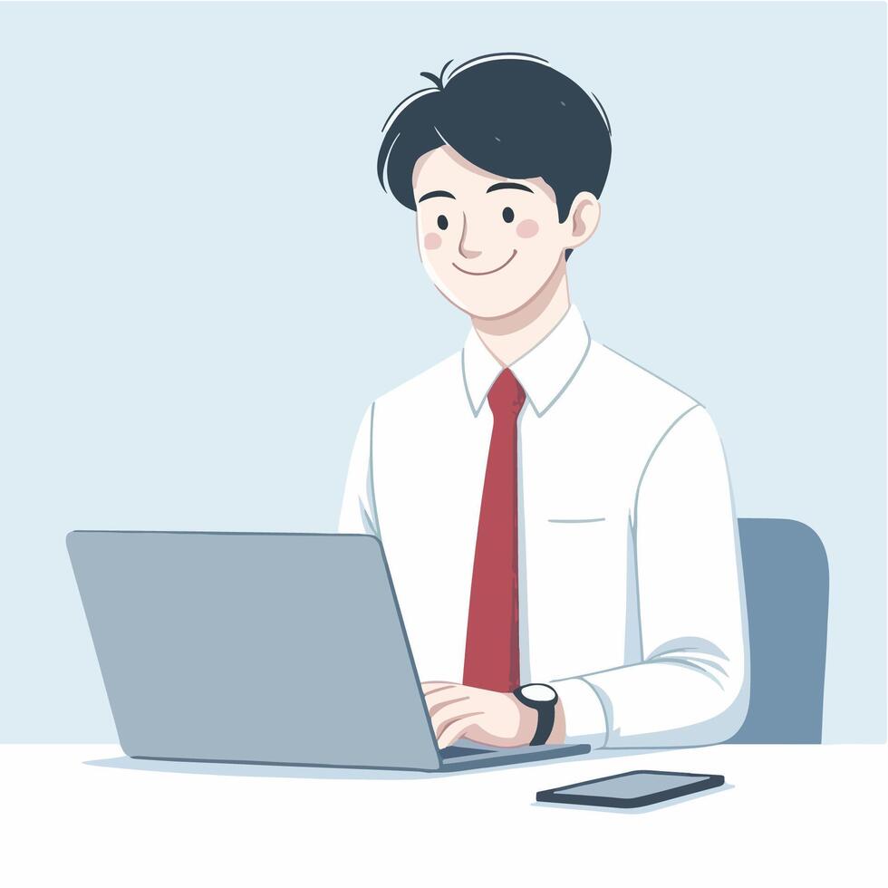 business person working on laptop. flat illustration vector