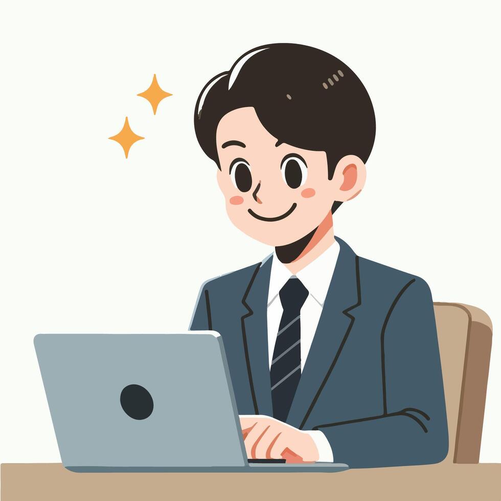 business person working on laptop. flat illustration vector