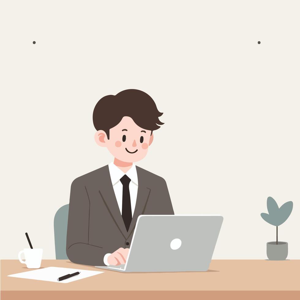 business person working on laptop. flat illustration vector