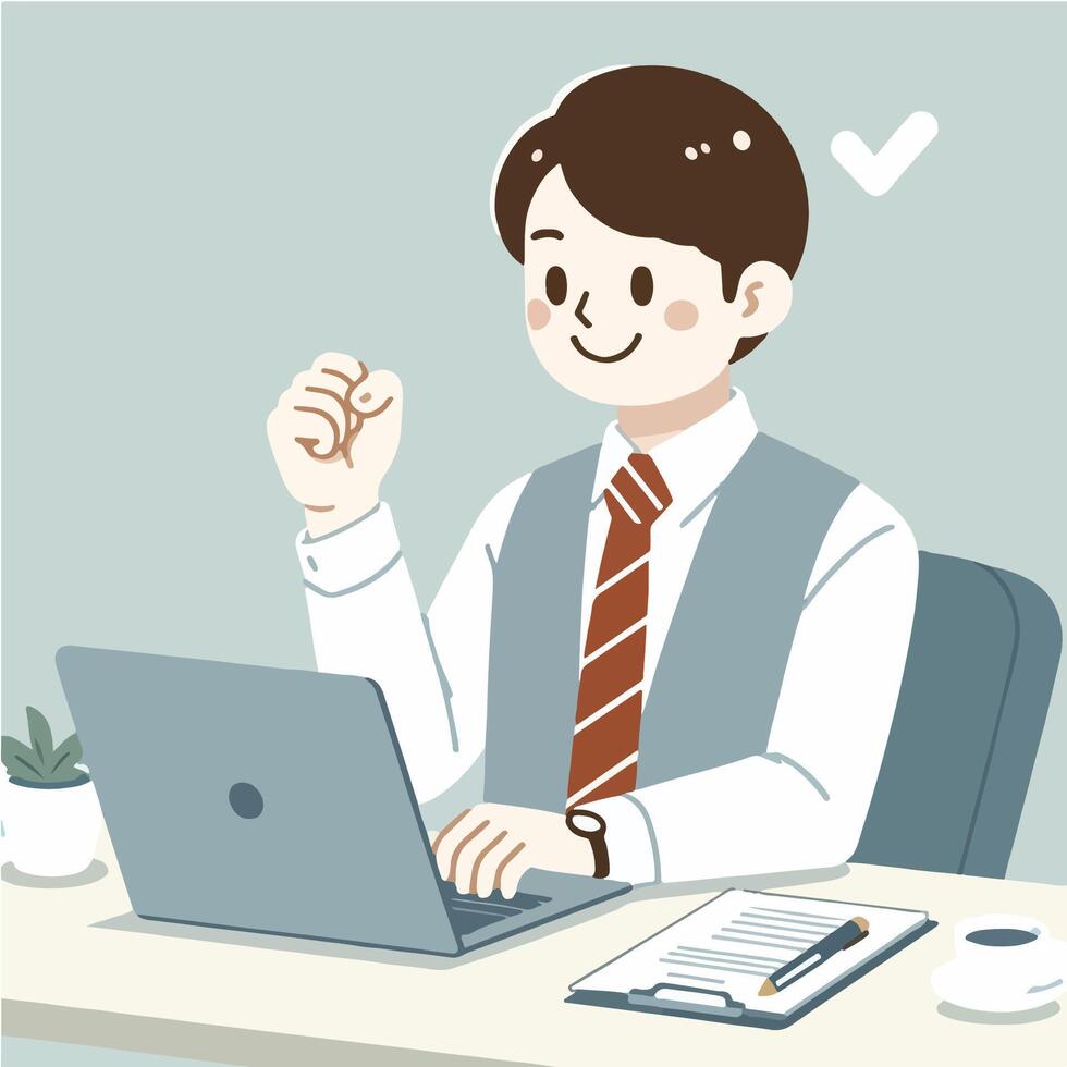business person working on laptop. flat illustration vector