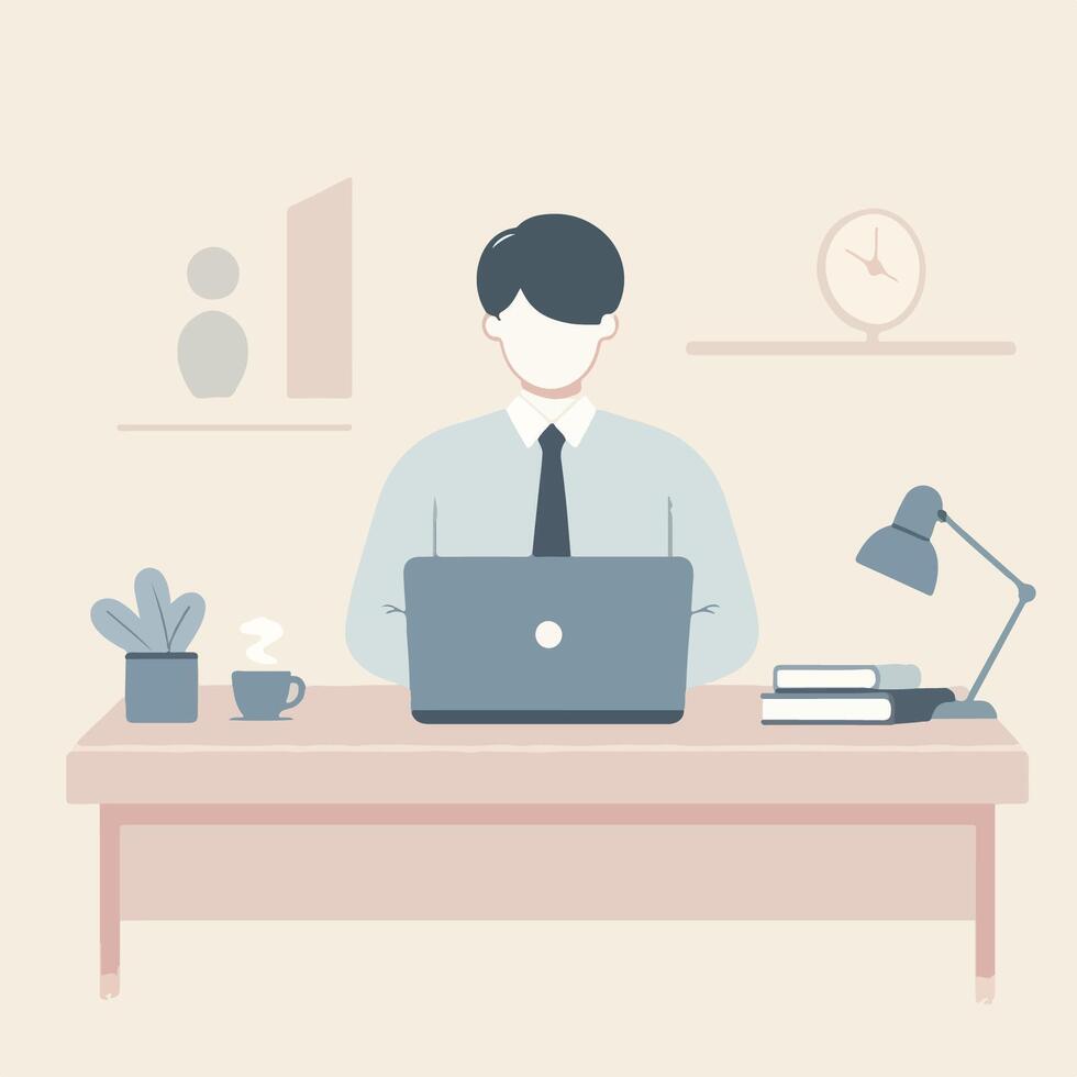 business person working on laptop. flat illustration vector