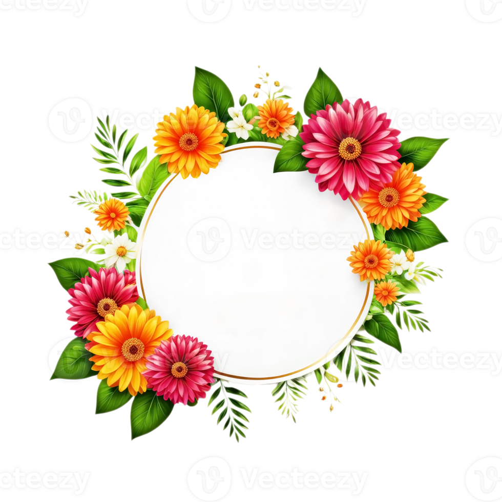 Wreaths flower template on transparent background. png