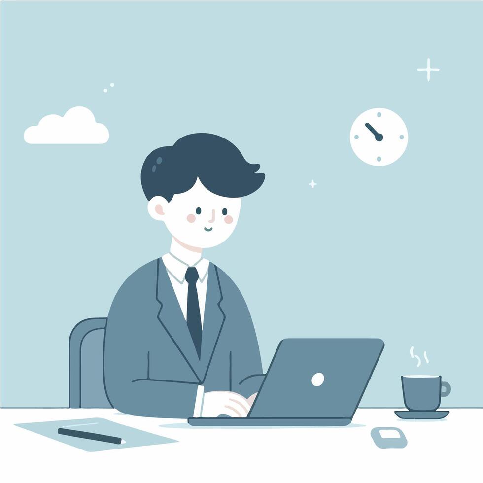business person working on laptop. flat illustration vector