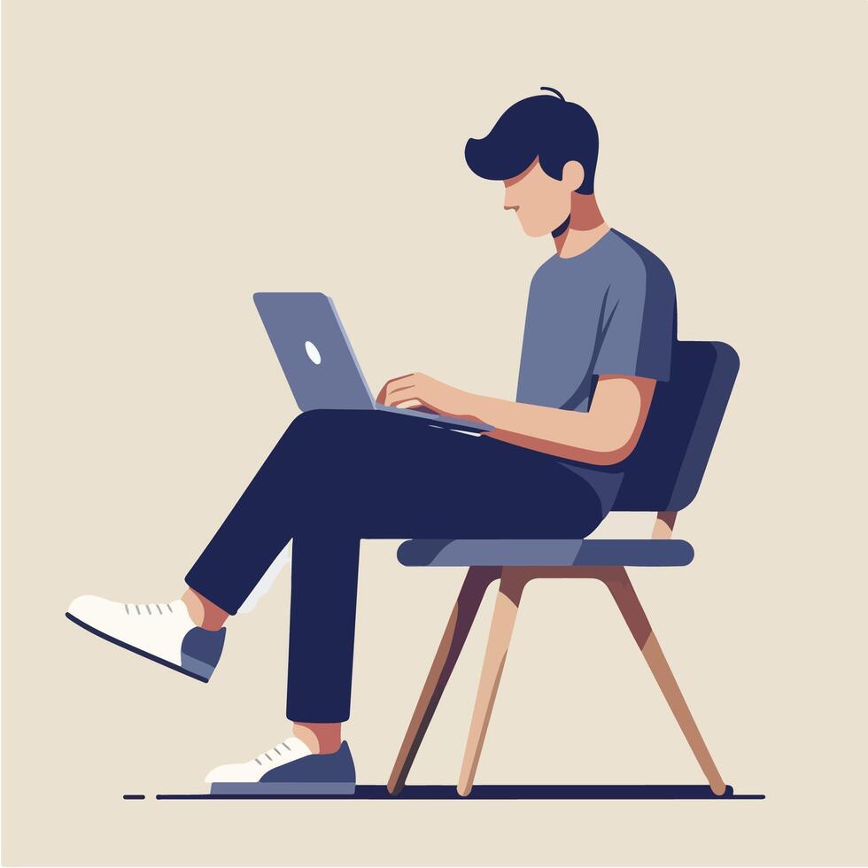 illustration of freelancer working on laptop. work from home concept. productivity vector