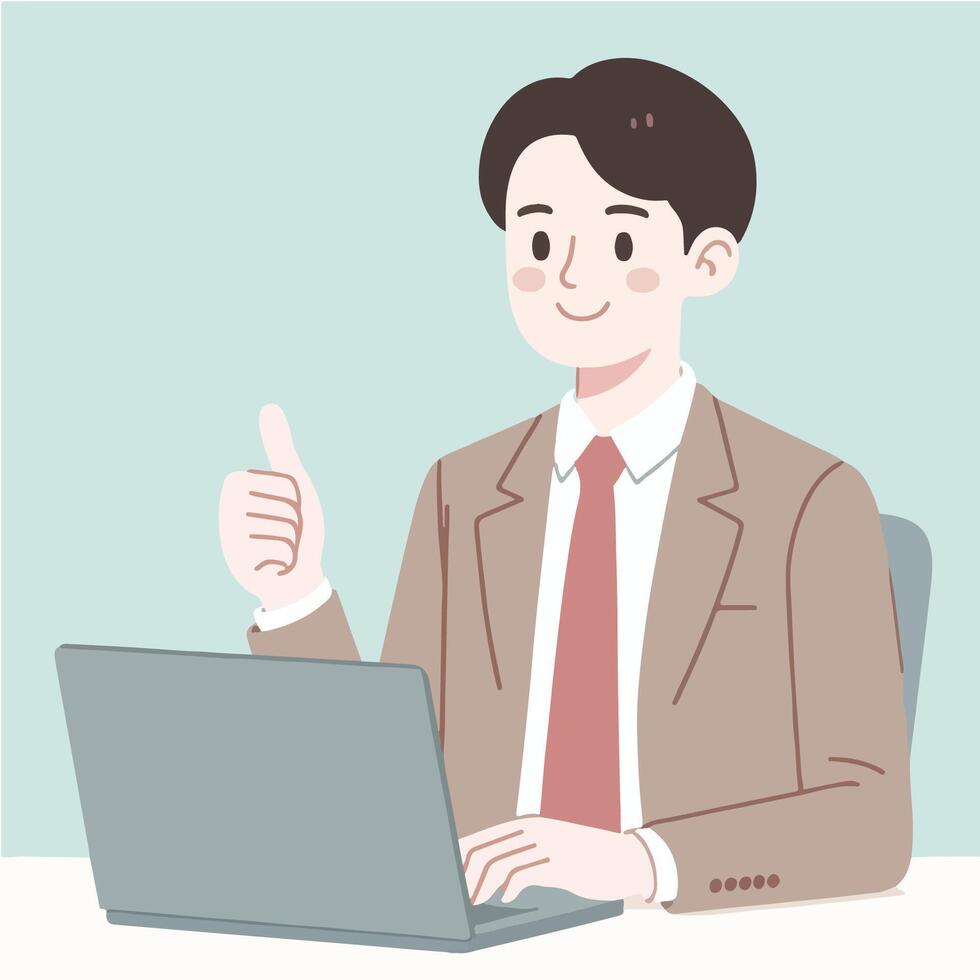 business person working on laptop. flat illustration vector