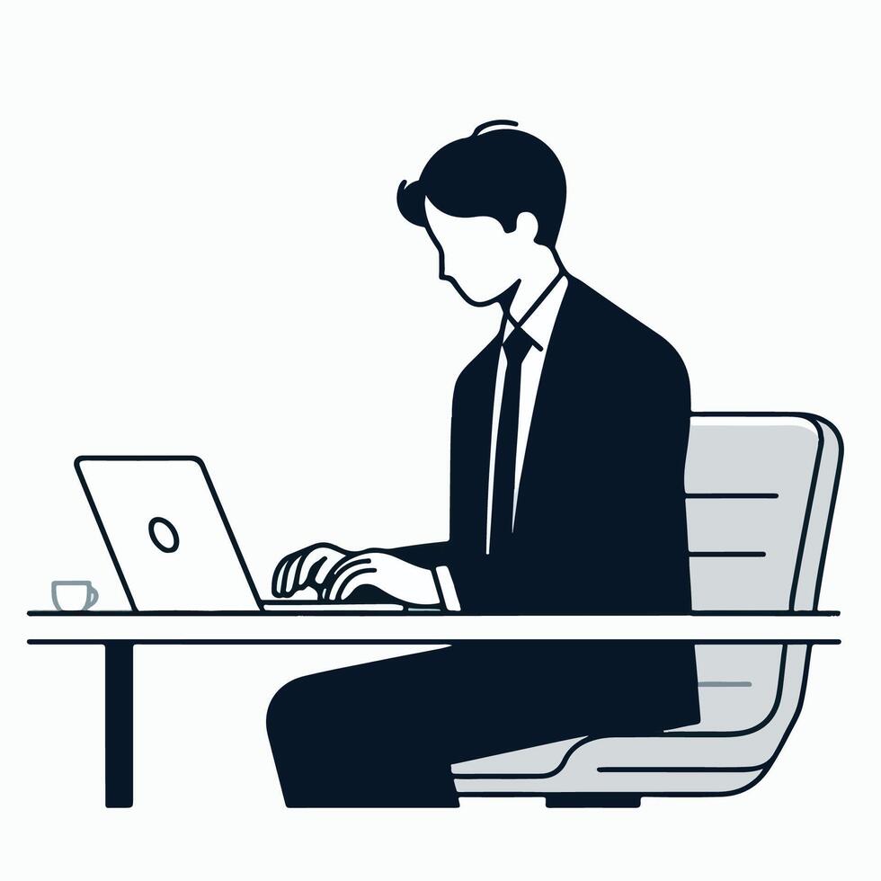 business person working on laptop. flat illustration vector