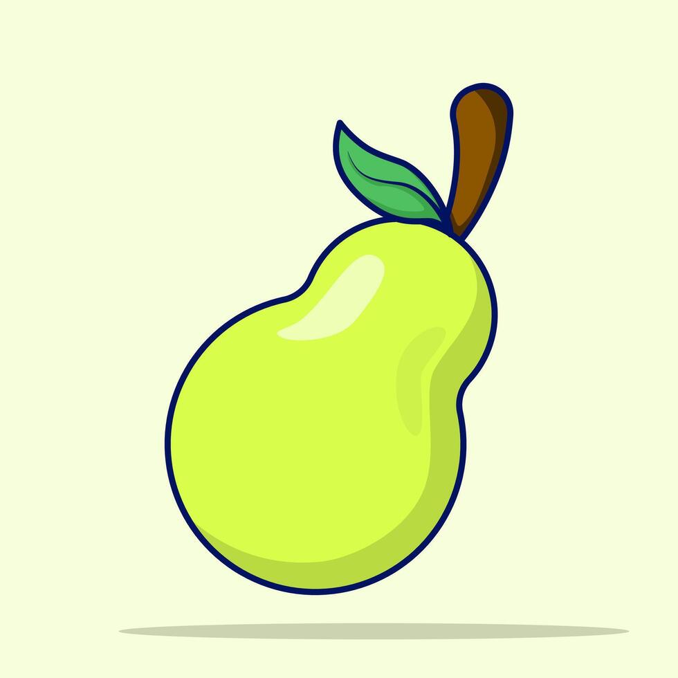Pear Fruit Cartoon. Ripe sweet fruit. Isometric illustration with glare and shadow. Natural dessert, ready to eat. Colorful modern icon for web design. vector