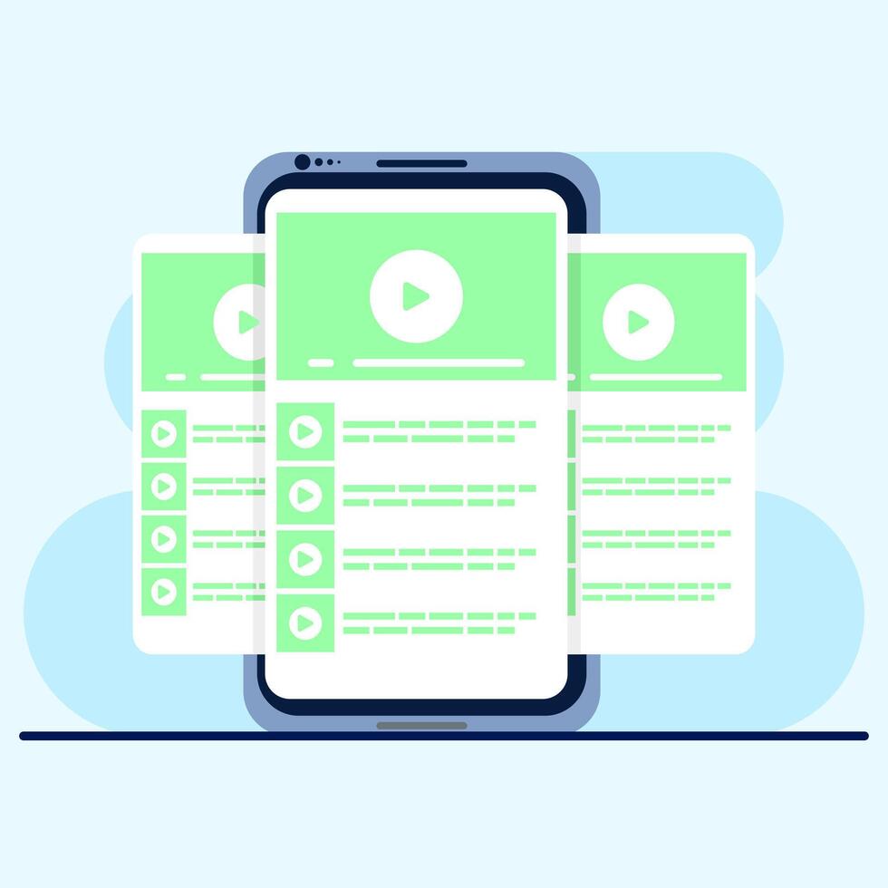 player with playlist, player line icons collection. Close the online player, red cross, see some videos. Watch the concept . illustration for web and app design. vector