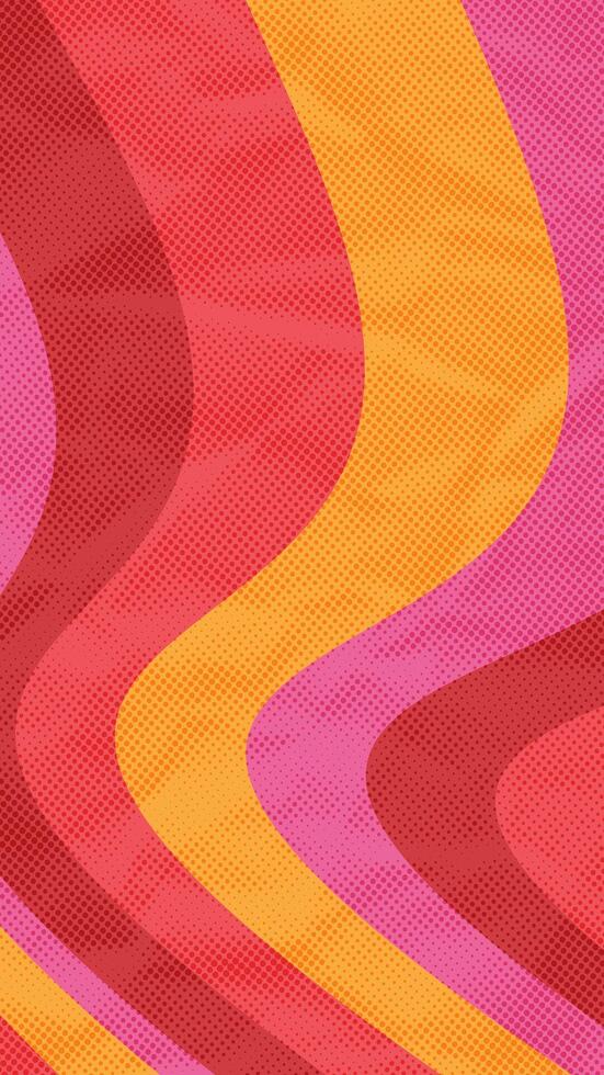 Vertical Textured Abstract Vintage Retro 60s 70s Aesthetic Pattern Background Wavy Wave Shape Illustration Hippie Wall Decoration Wallpaper Backdrop Texture Interior Rainbow Artistic Lines 9 16 Format vector