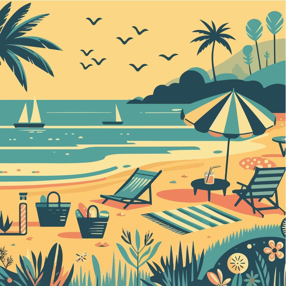 illustration of summer background. summertime and holiday vector