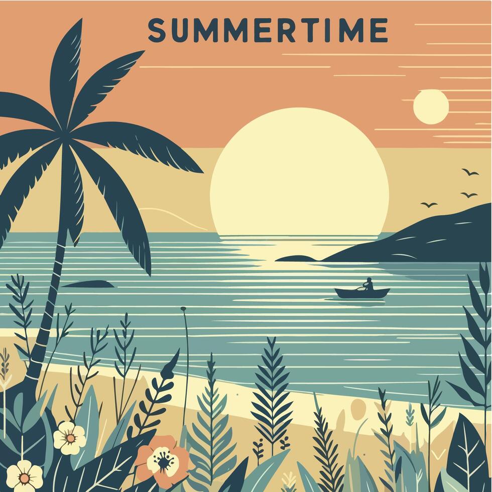 illustration of summer background. summertime and holiday vector