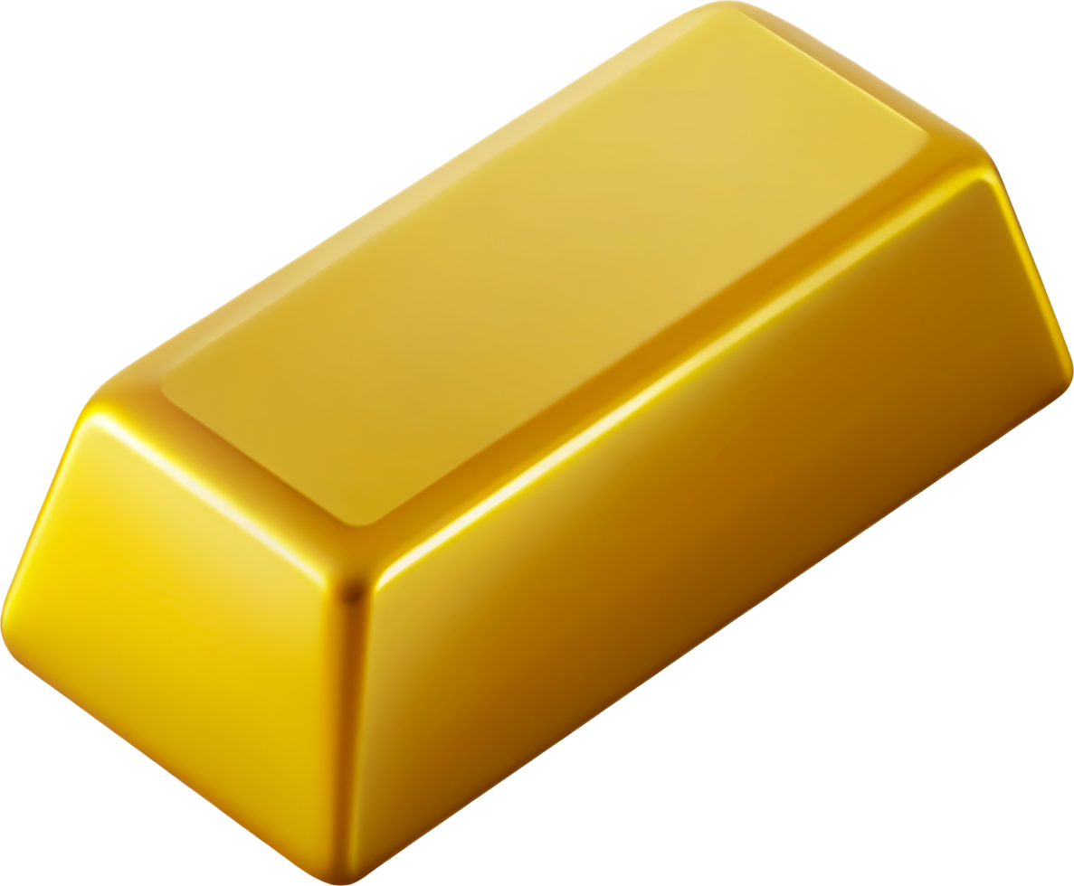 Gold bar illustration, cut out - stock 3d. png