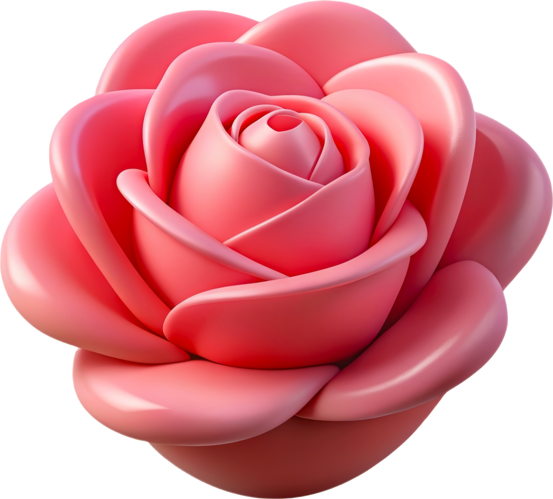 Pink Rose Valentine's Day Cartoon, cut out - stock 3d. png