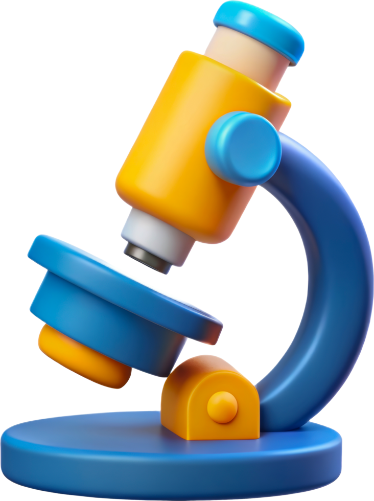 3d microscope avec bleu et Jaune corps, Couper en dehors - Stock 3d. png