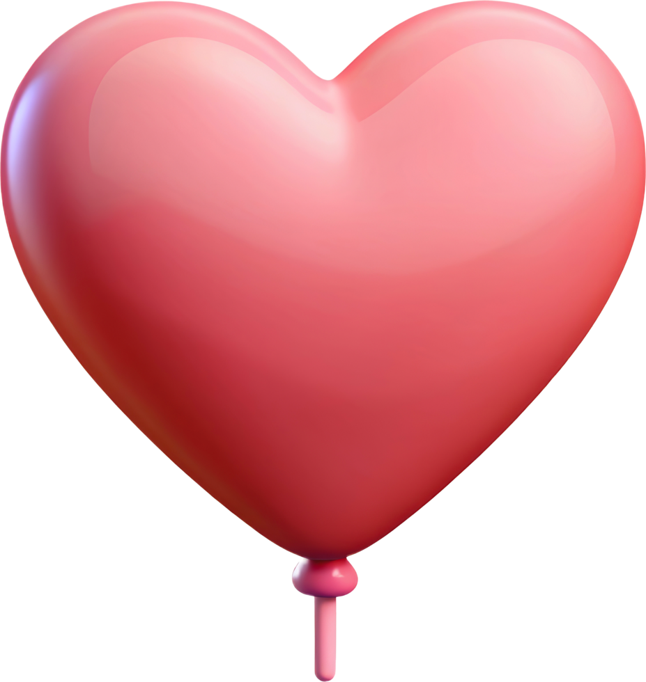 Heart Shaped Balloon Pink Valentine's Day Cartoon, cut out - stock 3d. png