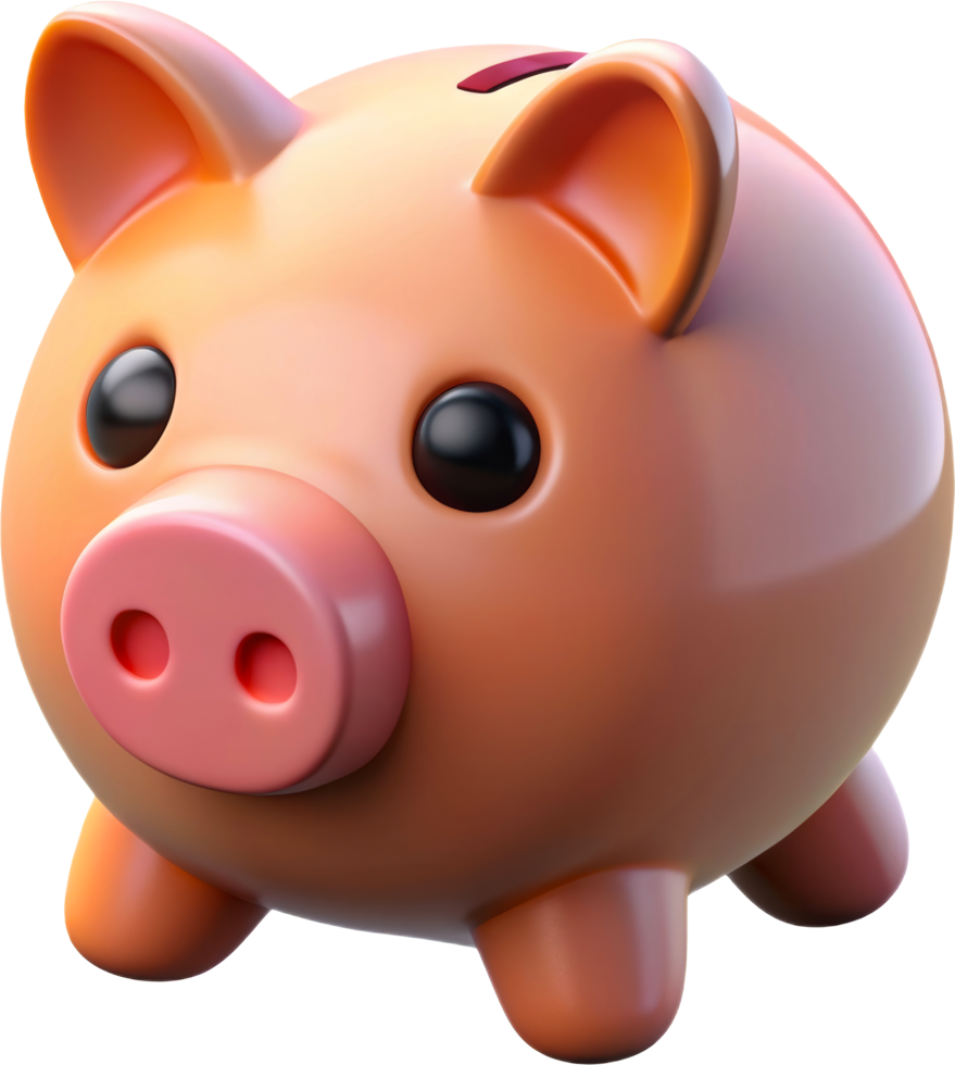 3D pink piggy bank for saving money, cut out - stock 3d. png