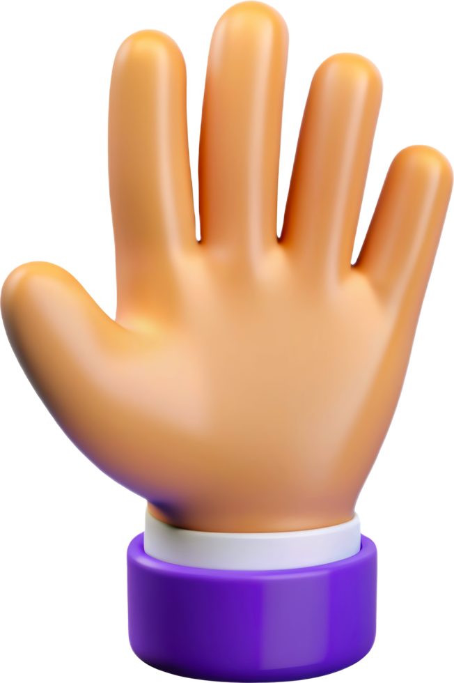 3D raised hand gesture for stop sign, cut out - stock 3d. png