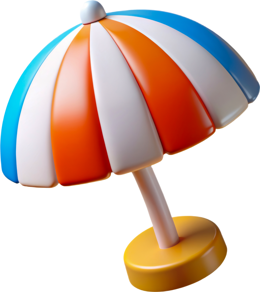 Colorful beach umbrella, cut out - stock 3d. png