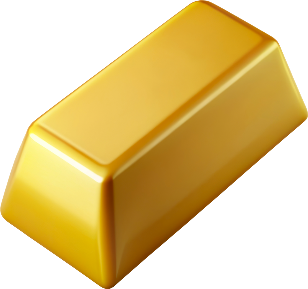 3D yellow gold bar for wealth and investment, cut out - stock 3d. png