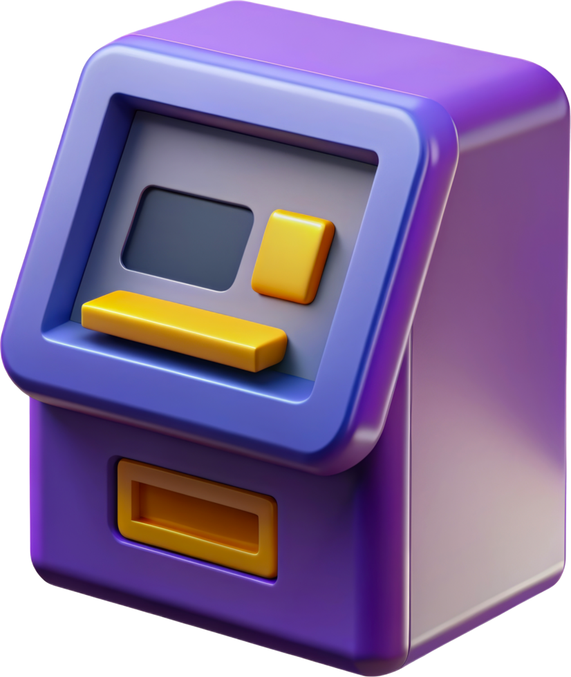 ATM machine illustration, cut out - stock 3d. png