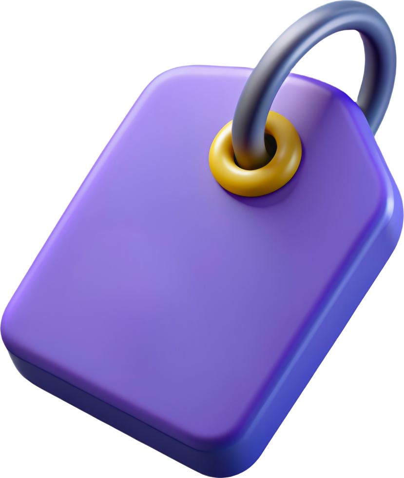 Blank Tag Purple Cartoon Icon for Labeling, cut out - stock 3d. png