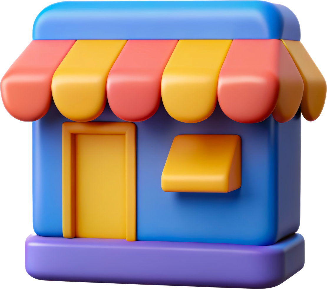 Small Storefront Icon Cartoon Shop Design, cut out - stock 3d. png
