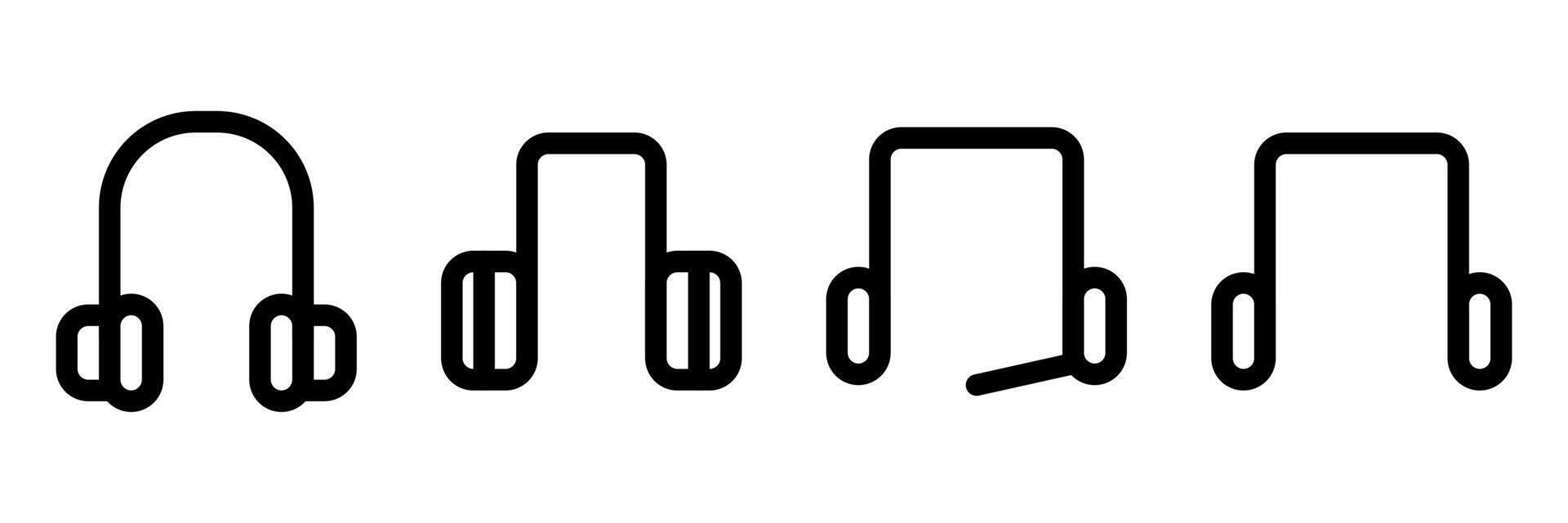 Headphone icon, collection of simple headphone symbols in line style suitable for web, app and music infographic elements vector