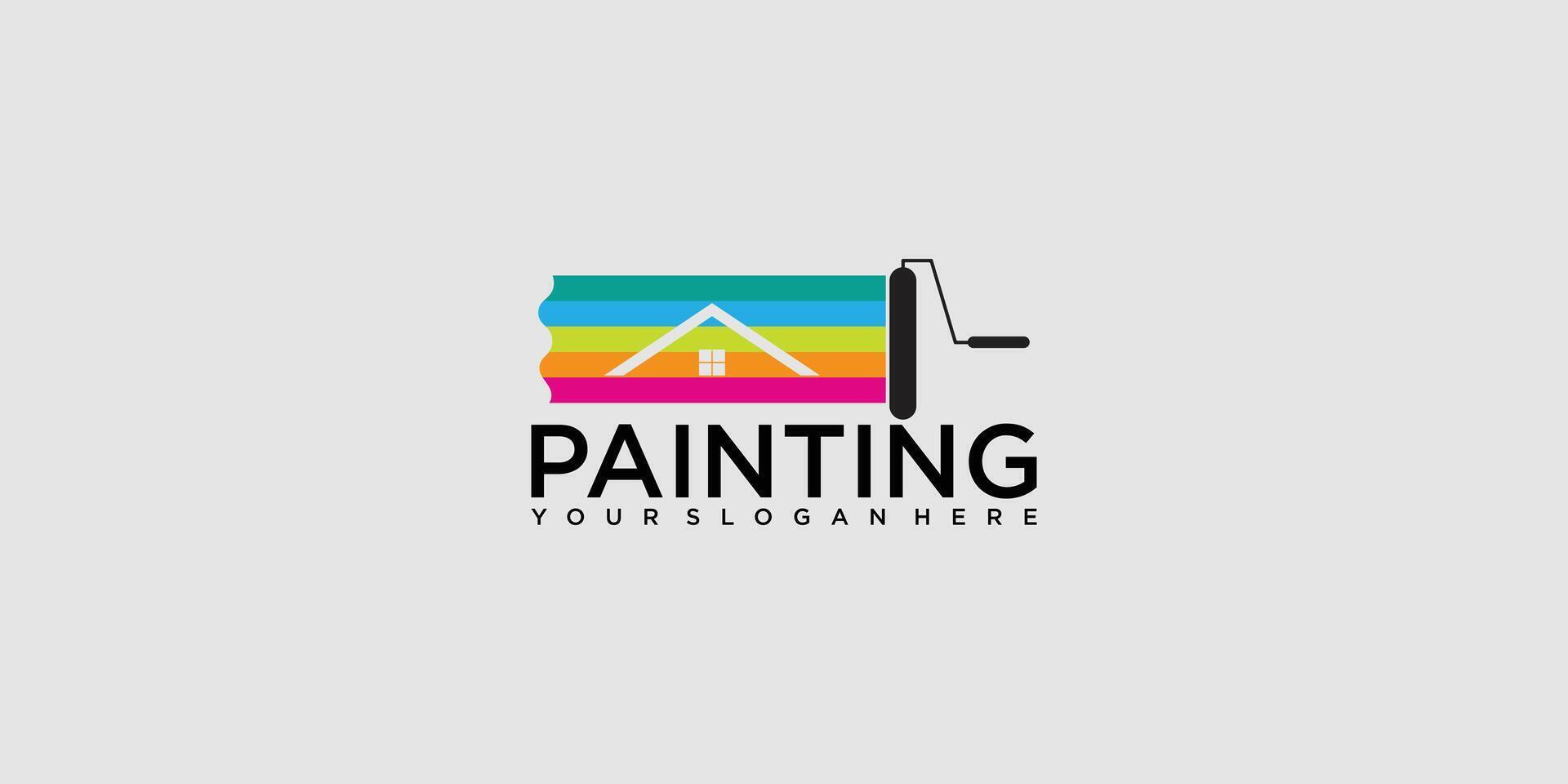 Simple painting logo with modern concept premium vector