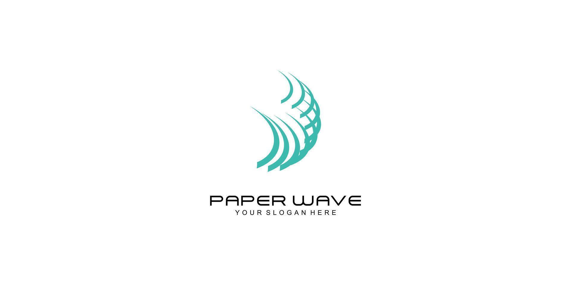 Simple paper wave logo design with modern style , premium vector