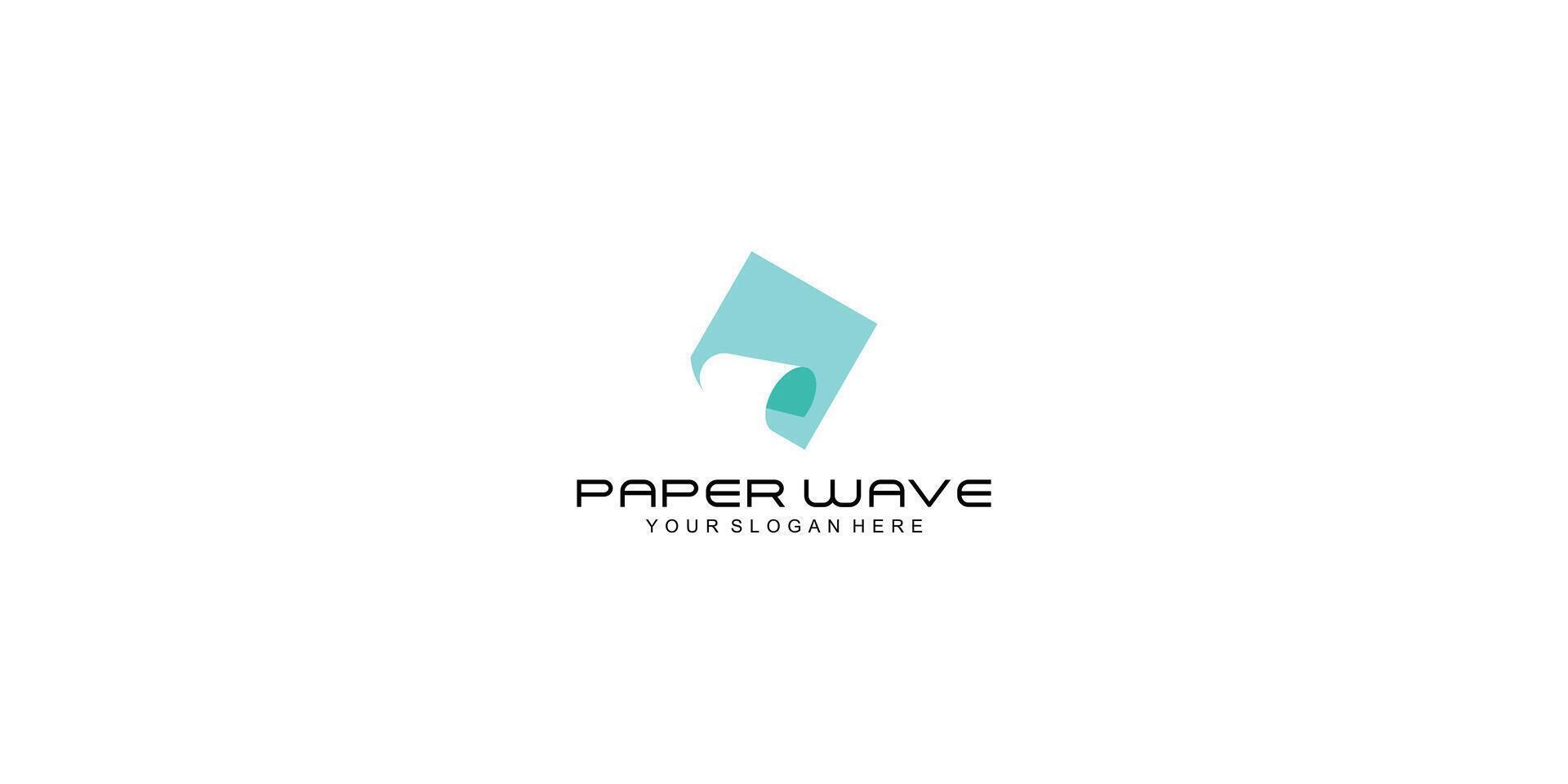 Simple paper wave logo design with modern style , premium vector