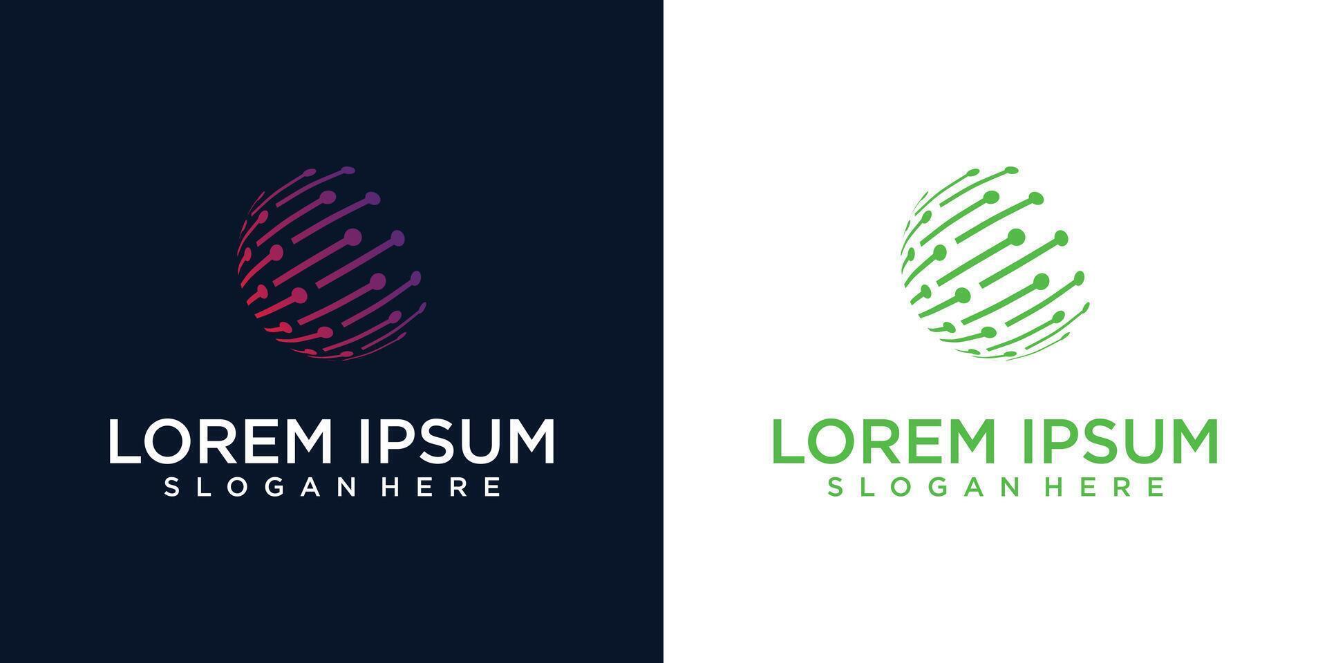 Creative global technology logo design with modern concept , digital logo , premium vector