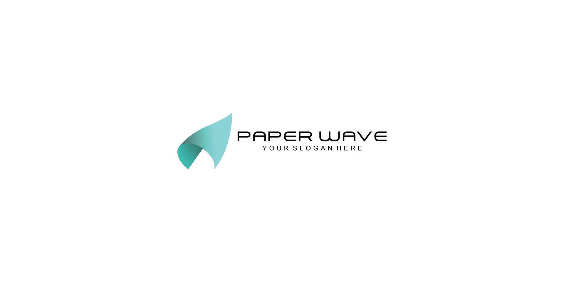 Simple paper wave logo design with modern style , premium vector